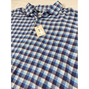 Peter Millar Shirt Mens 2XL Blue Purple Plaid‎ Button Down Soft Flannel Pocket